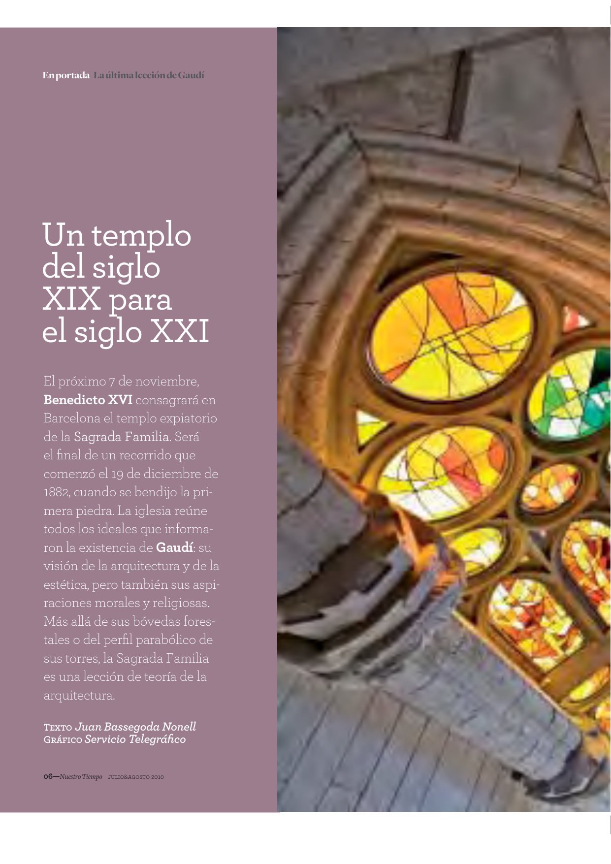 Benedicto XVI consagrará la Sagrada Familia, «alianza histórica entre el arte y la fe»