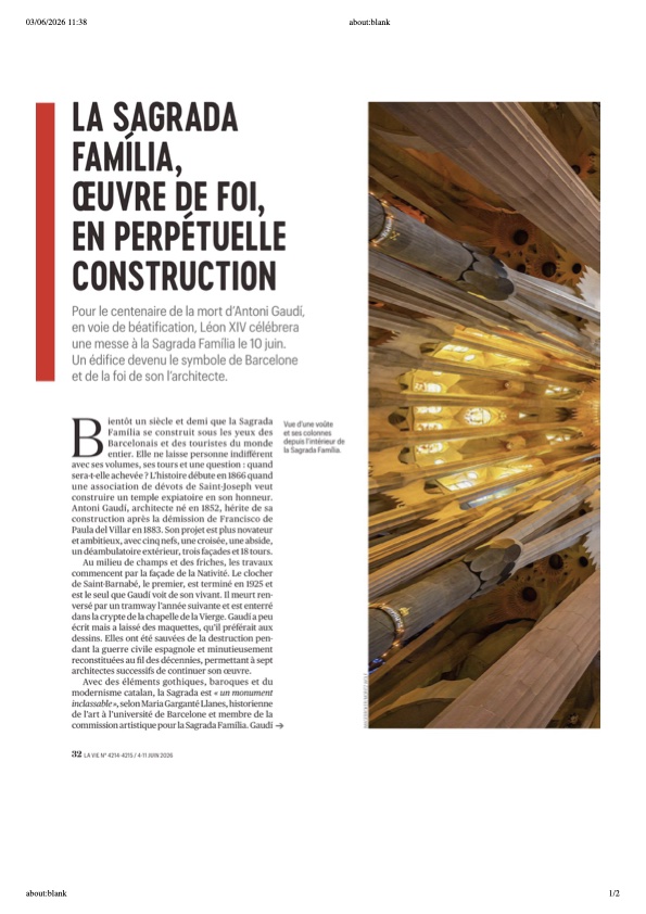 Almuzara, among La Vie’s voices on the Sagrada Família
